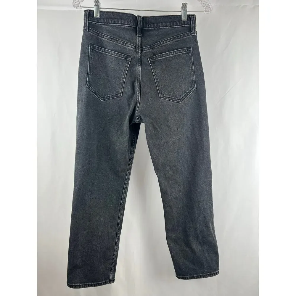 Abercrombie Ultra High Rise Ankle Straight Jeans Black Wash Size 27 Cropped - Picture 9 of 15